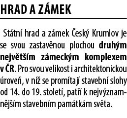Hrad a z mek St tn hrad a z mek  esk  Krumlov je se svou zastav nou plochou druh m nejv t  m z meck m komplexem v  R...