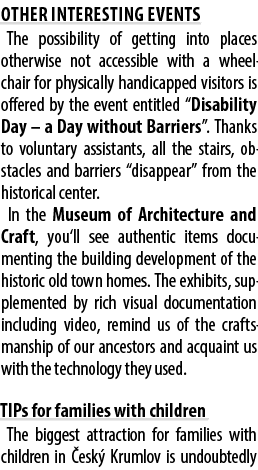 Other interesting events The possibility of getting into places otherwise not accessible with a wheelchair for physic...