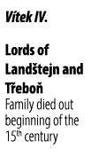 V tek IV. Lords of Land tejn and T ebo Family died out beginning of the 15th century