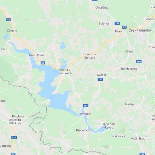 Lipenské jezero mapa, zdroj: Mapy Google