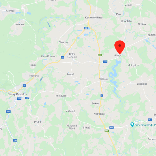 Římov mapa, zdroj: Mapy Google